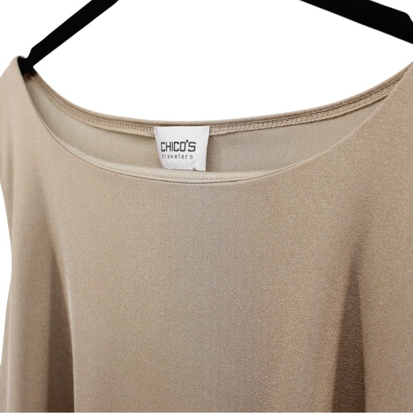 Chico’s Travelers Gold Sparkle Summer Tank Wedding Guest Women’s Size 3 XL - Picture 4 of 8